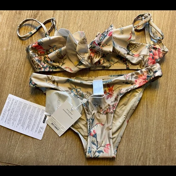 NWT Zimmermann Ruffle Floral Bikini size 0 - Picture 2 of 3